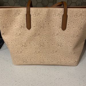 Large pink tote with tassels